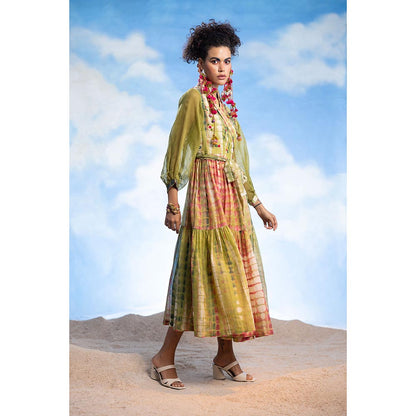 CAPISVIRLEO Embroidered Overlap Flare Panel Midi Dress (Set of 2)