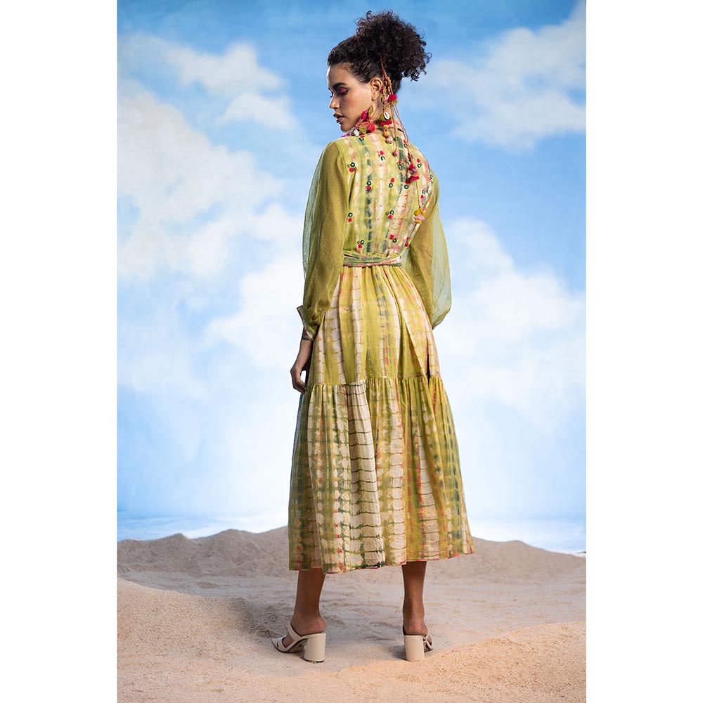 CAPISVIRLEO Embroidered Overlap Flare Panel Midi Dress (Set of 2)