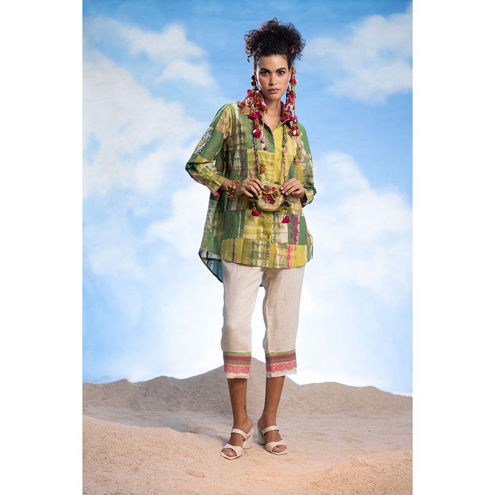 CAPISVIRLEO Green Patchwork Shirt