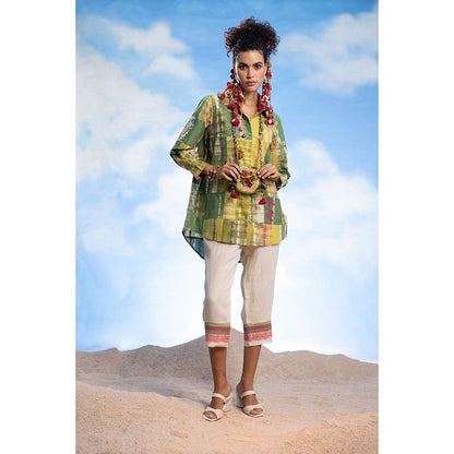 CAPISVIRLEO Green Patchwork Shirt