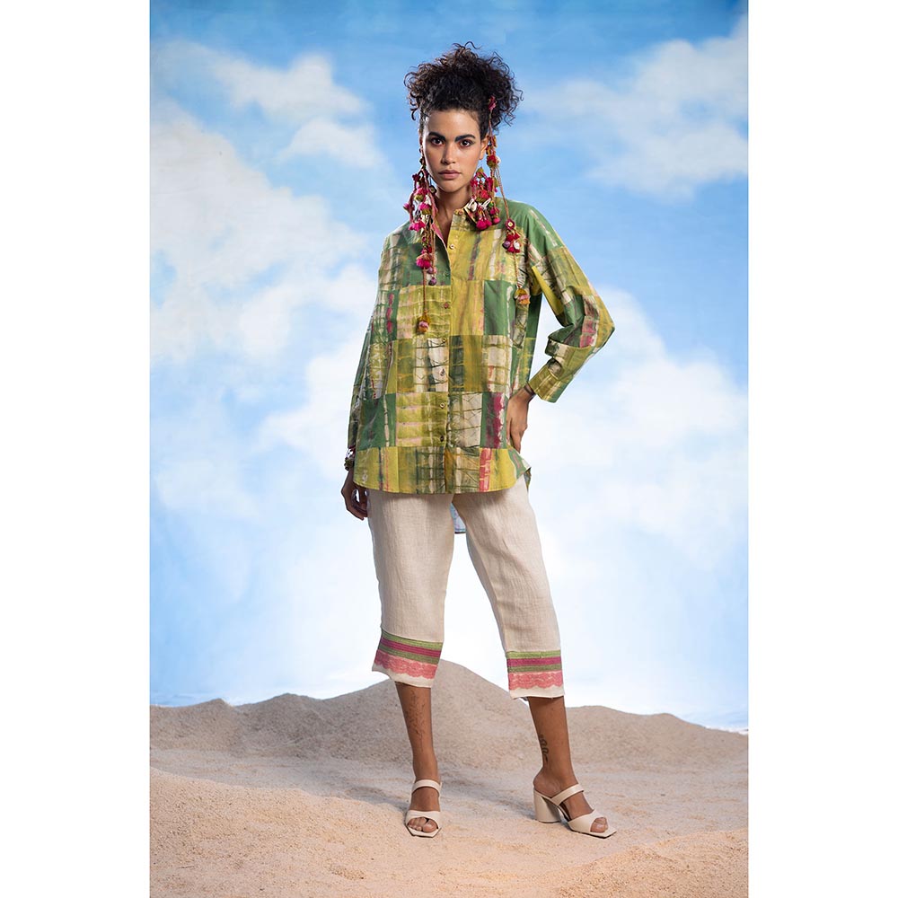 CAPISVIRLEO Green Patchwork Shirt