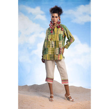 CAPISVIRLEO Green Patchwork Shirt