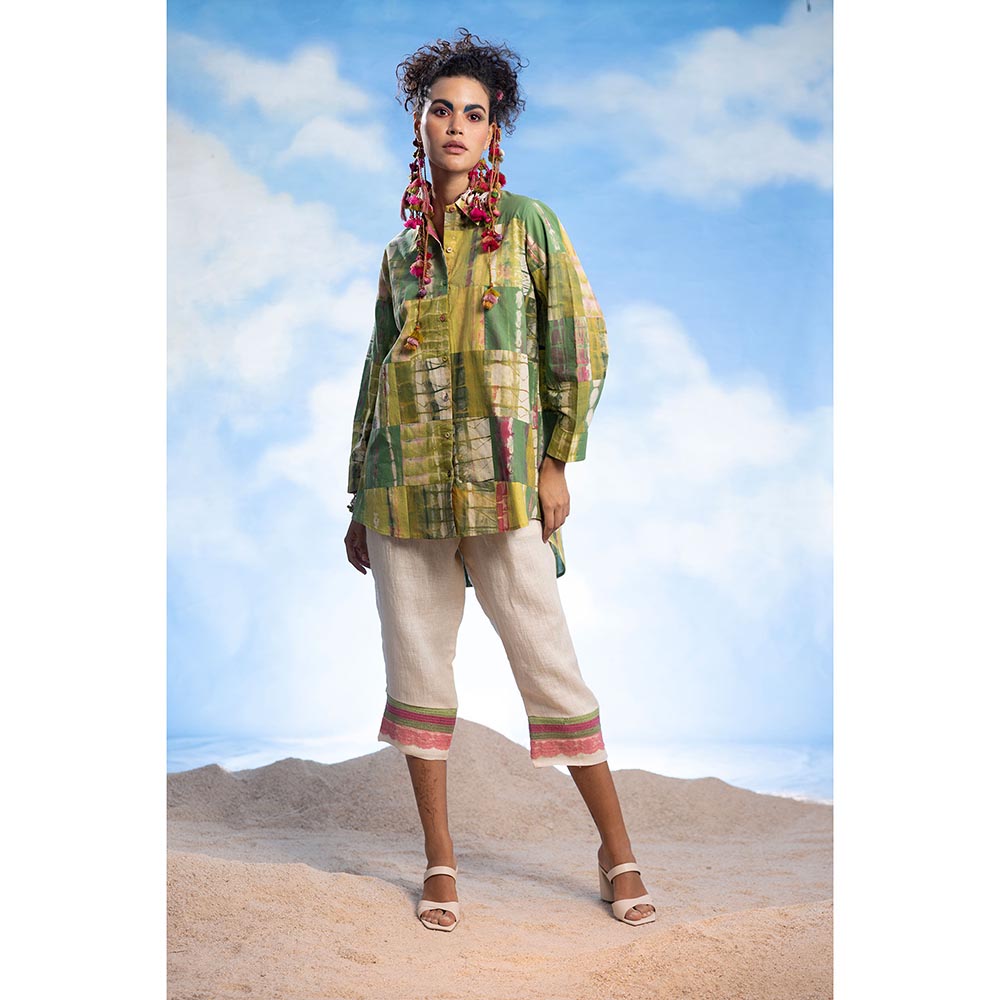 CAPISVIRLEO Green Patchwork Shirt