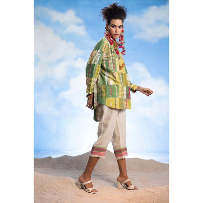 CAPISVIRLEO Green Patchwork Shirt