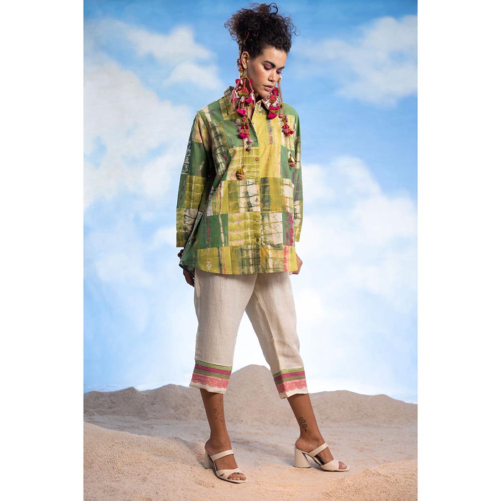 CAPISVIRLEO Green Patchwork Shirt