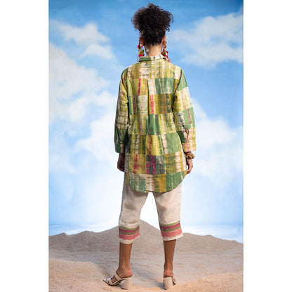 CAPISVIRLEO Green Patchwork Shirt