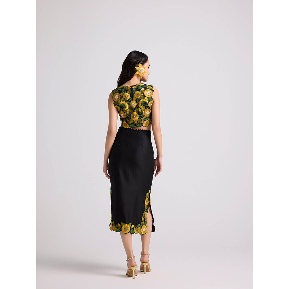 CHANDRIMA Black Sunflower Skirt