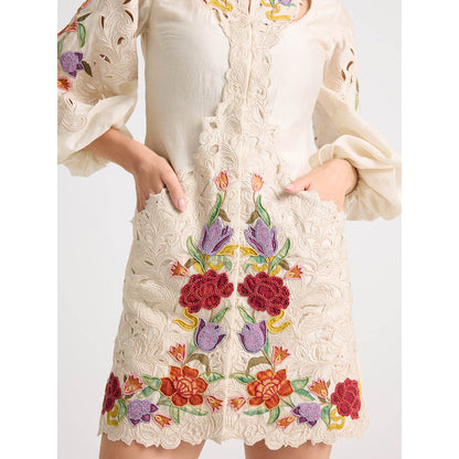 CHANDRIMA Ivory Cutout Detail Dress