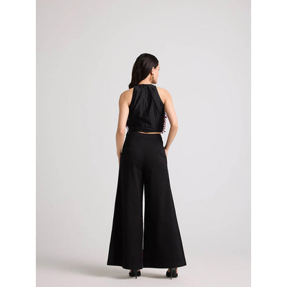 CHANDRIMA Black Paisley Pants