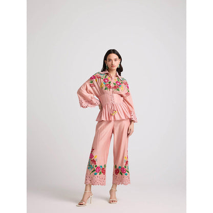 CHANDRIMA Soft Pink Embroidered Corset Top