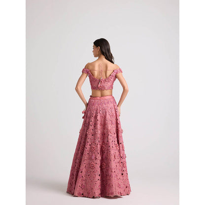 CHANDRIMA Blush 3D Floral Applique and Beadwork Skirt