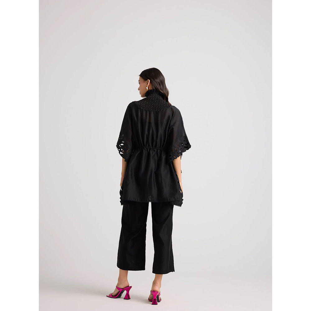 CHANDRIMA Black Applique and Beadwork Pants