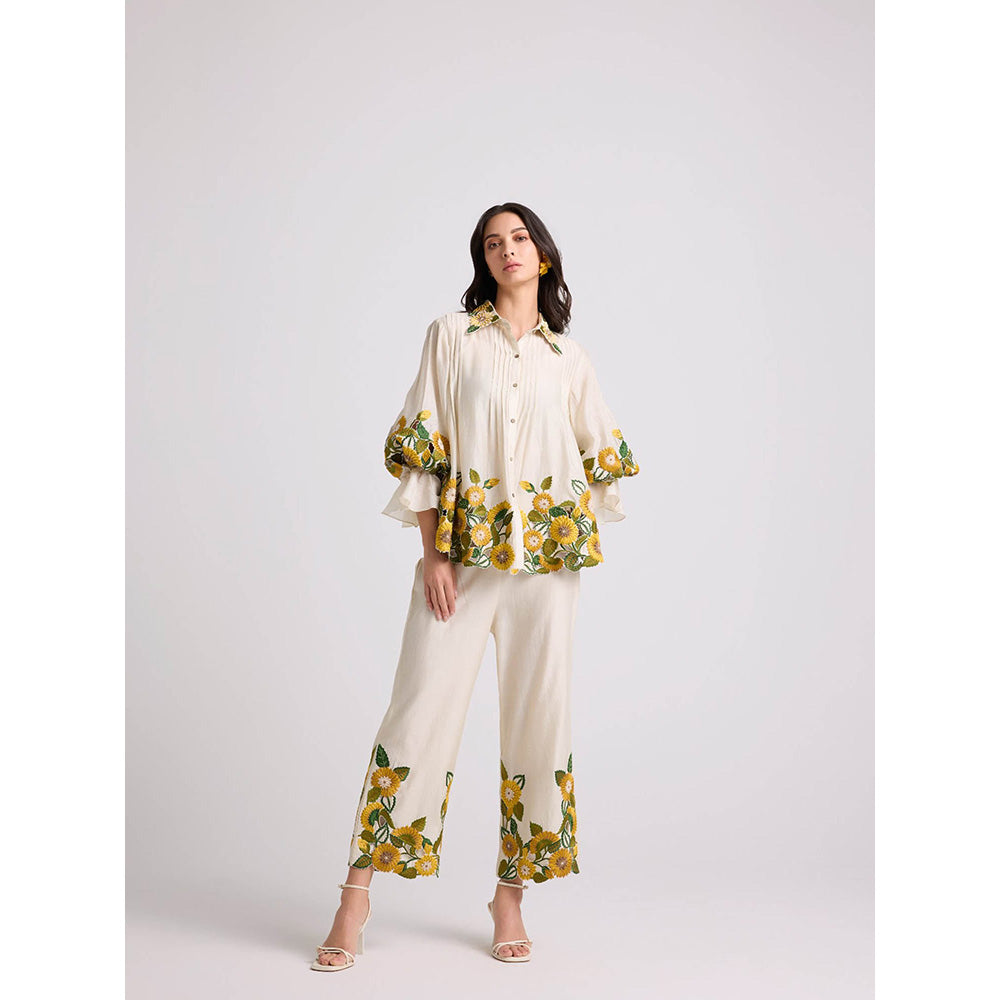 CHANDRIMA Ivory Sunflower Shirt