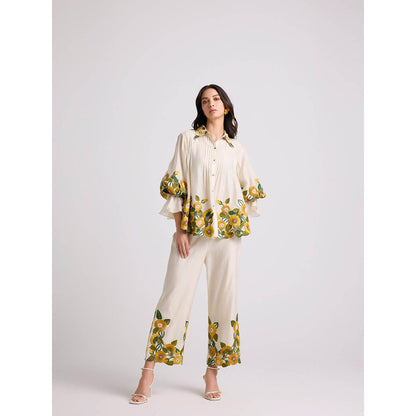 CHANDRIMA Ivory Sunflower Shirt