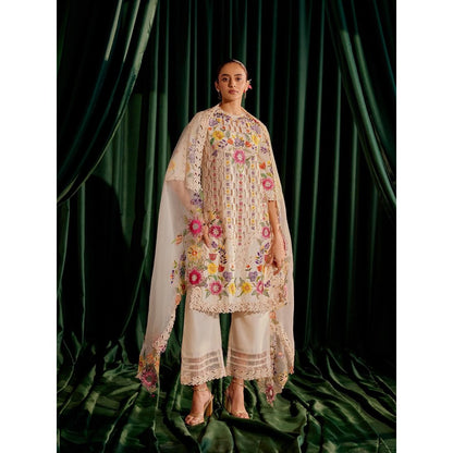 CHANDRIMA White Floral Cutwork Dupatta