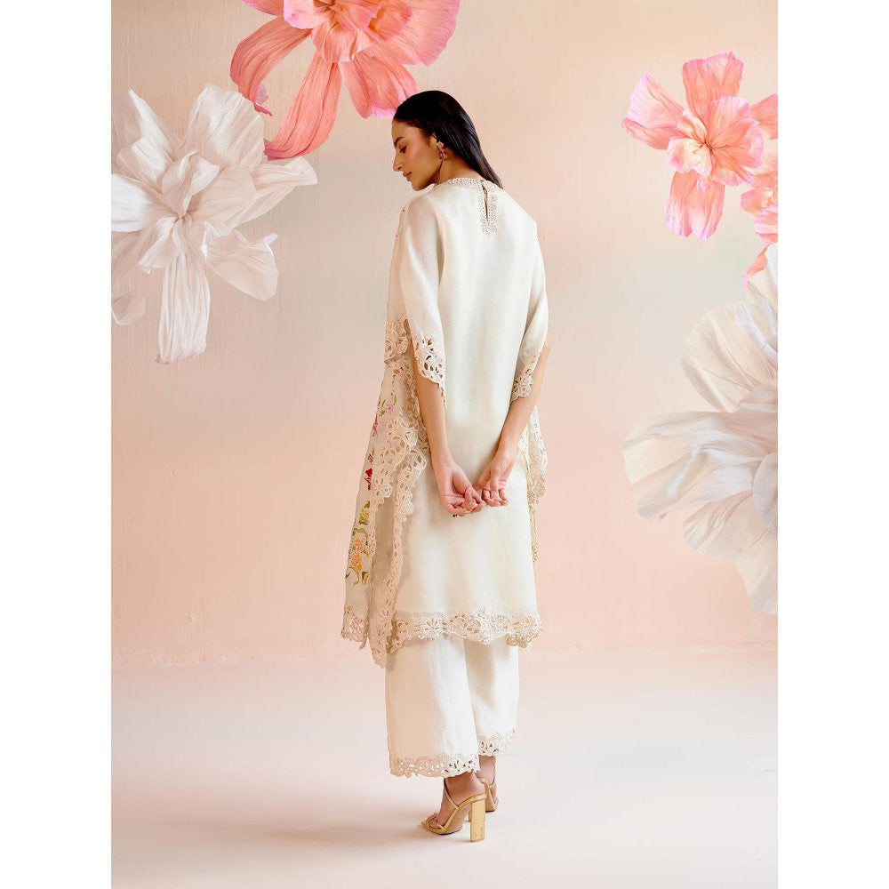 CHANDRIMA Ivory Cutwork Tulip Pants