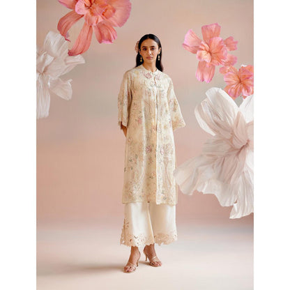 CHANDRIMA Ivory Paisley Embroidered Jacket