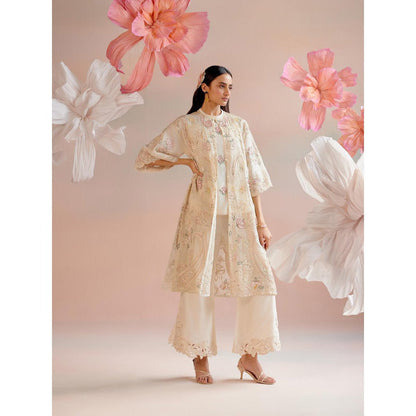 CHANDRIMA Ivory Paisley Embroidered Jacket