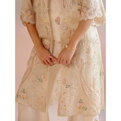 CHANDRIMA Ivory Paisley Embroidered Jacket