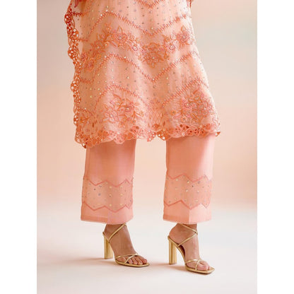 CHANDRIMA Apricot Chevron Detail Pants