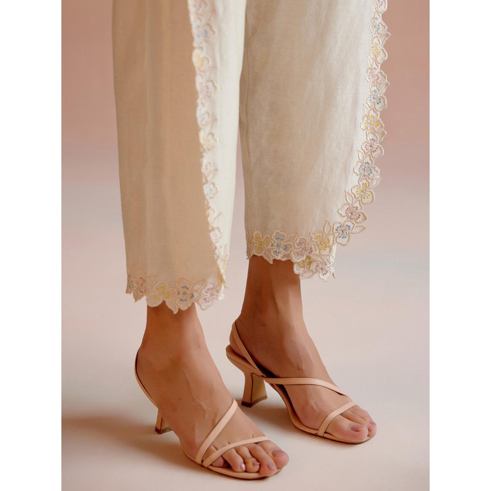 CHANDRIMA Contrast Paisley Embroidered Tunic with Embroidered Tulip Pant (Set of 2)