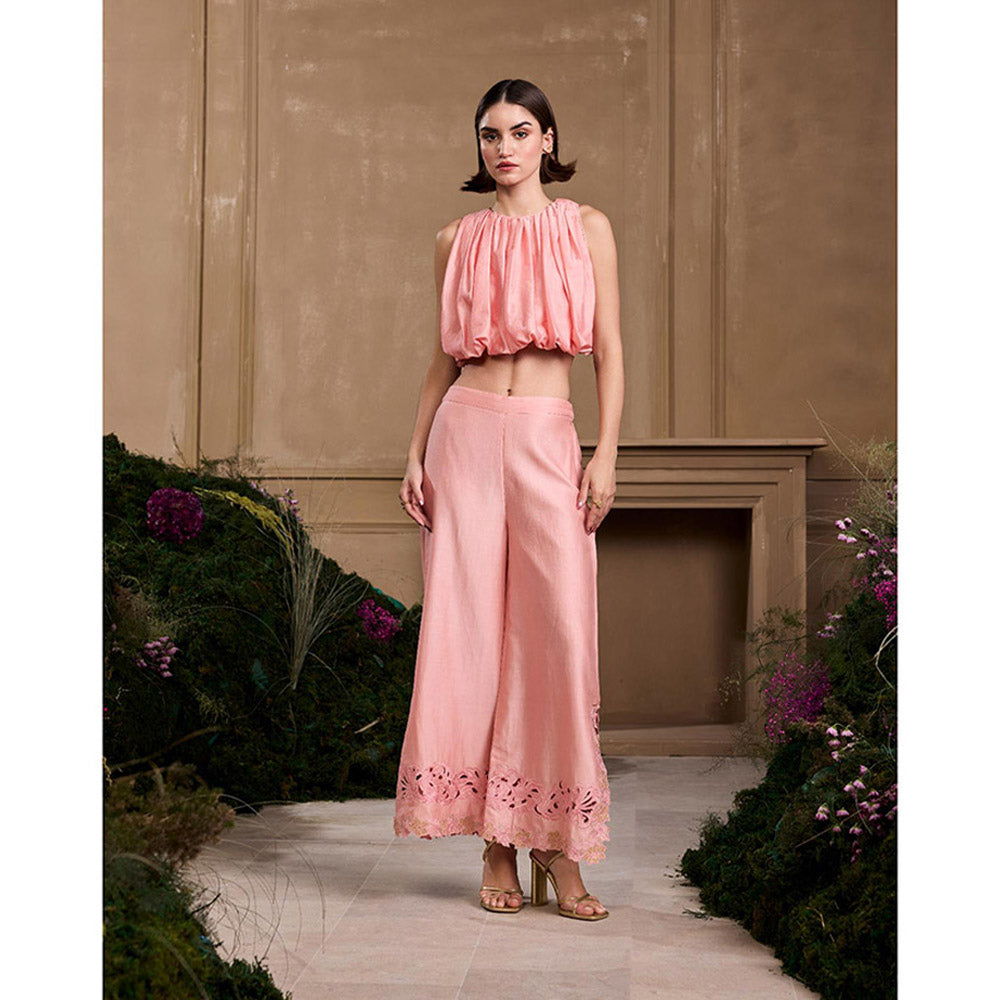 CHANDRIMA Rose Pink Bubble Hem Top