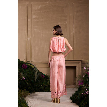 CHANDRIMA Rose Pink Bubble Hem Top