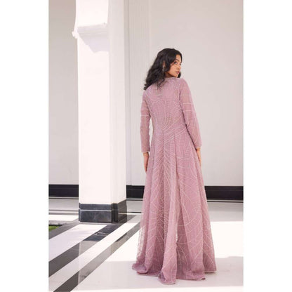 CHARU AND VASUNDHARA Eija Lilac Pink Sharara with Cape & Bralette (Set of 3)