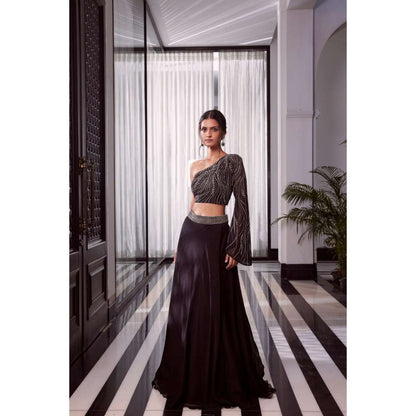 CHARU AND VASUNDHARA Ella Black Ethnic Skirt & Blouse (Set of 2)