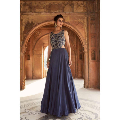 CHARU AND VASUNDHARA Navy Blue Gown