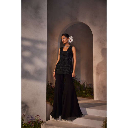 CHARU AND VASUNDHARA Linda Black Pant with Bustier & Jacket (Set of 3)