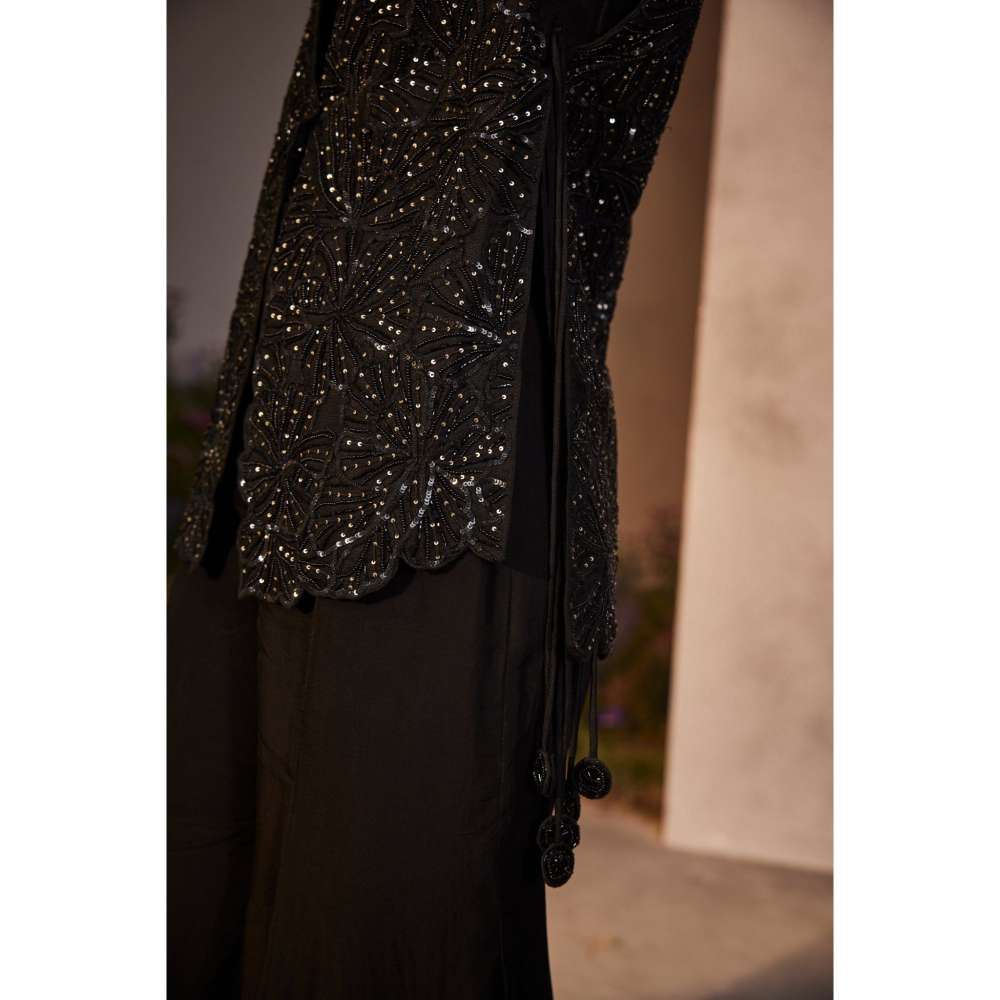 CHARU AND VASUNDHARA Linda Black Pant with Bustier & Jacket (Set of 3)