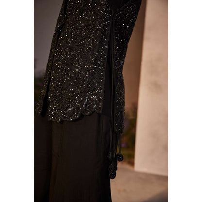CHARU AND VASUNDHARA Linda Black Pant with Bustier & Jacket (Set of 3)