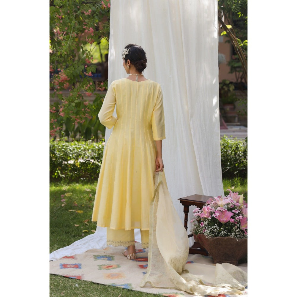 CHARU MAKKAR Yellow Kurta with Palazzo & Dupatta (Set of 3)