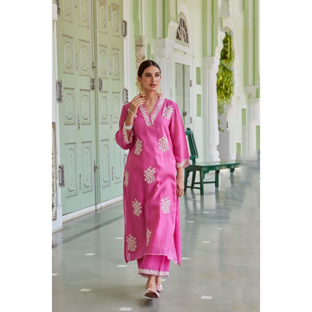 CHARU MAKKAR Fuchsia Kurta with Palazzo (Set of 2)