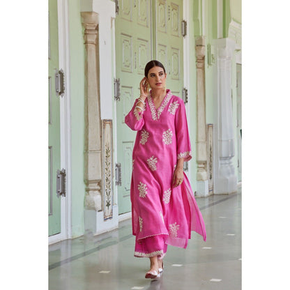 CHARU MAKKAR Fuchsia Kurta with Palazzo (Set of 2)