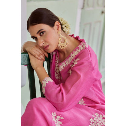 CHARU MAKKAR Fuchsia Kurta with Palazzo (Set of 2)