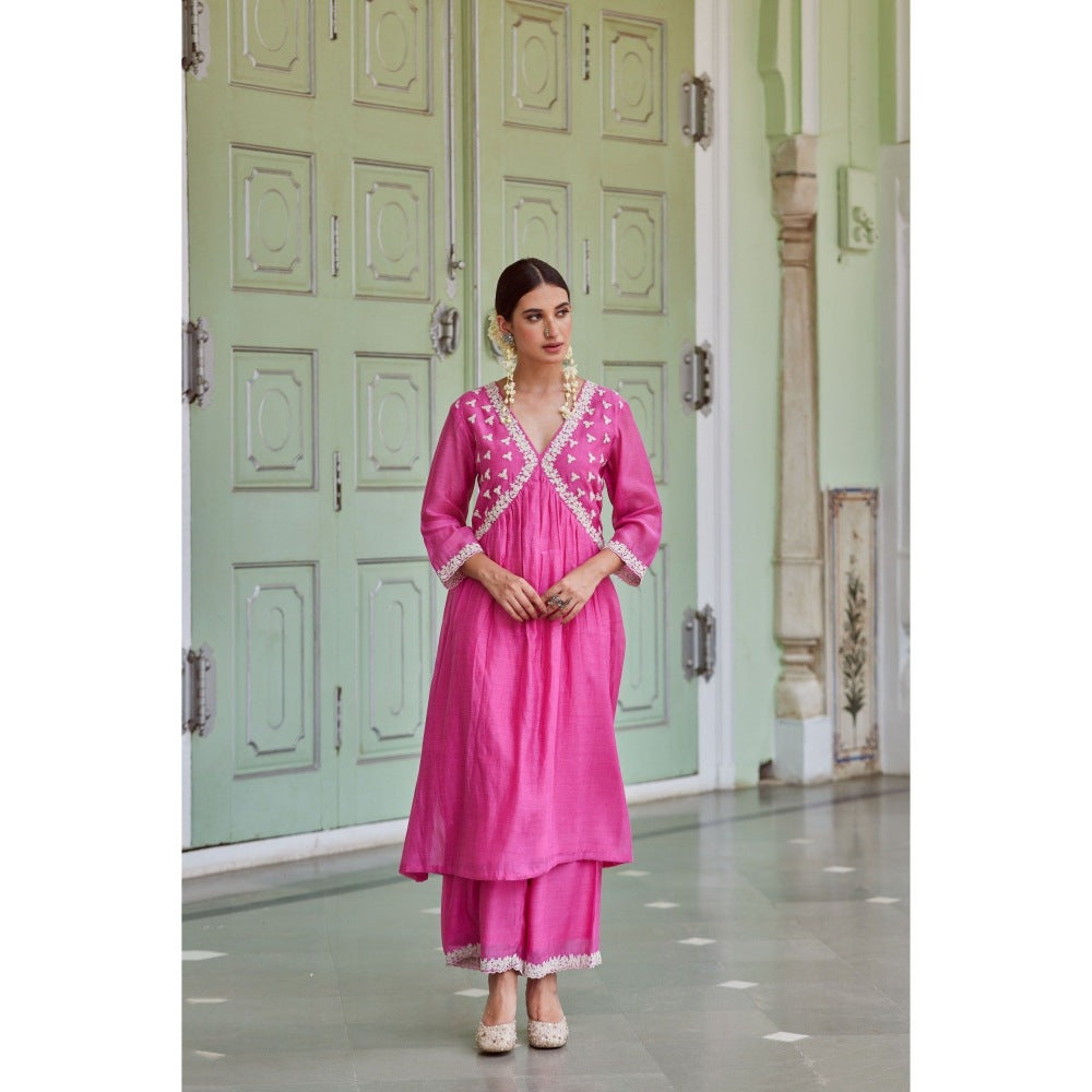 CHARU MAKKAR Fuchsia Kurta with Palazzo (Set of 2)