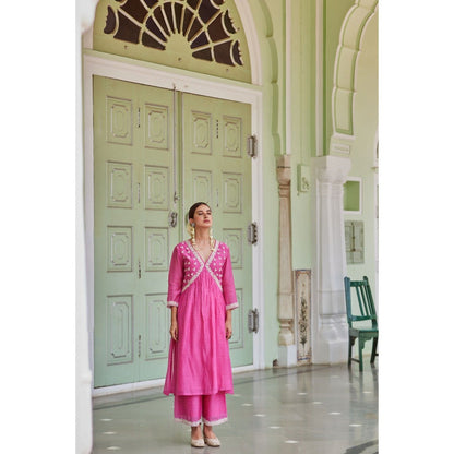 CHARU MAKKAR Fuchsia Kurta with Palazzo (Set of 2)