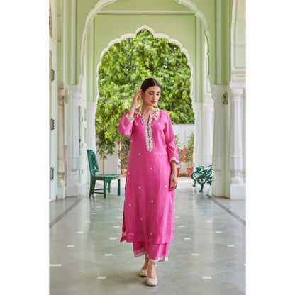 CHARU MAKKAR Fuchsia Kurta with Palazzo (Set of 2)