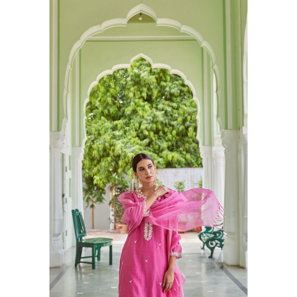 CHARU MAKKAR Fuchsia Kurta with Palazzo (Set of 2)