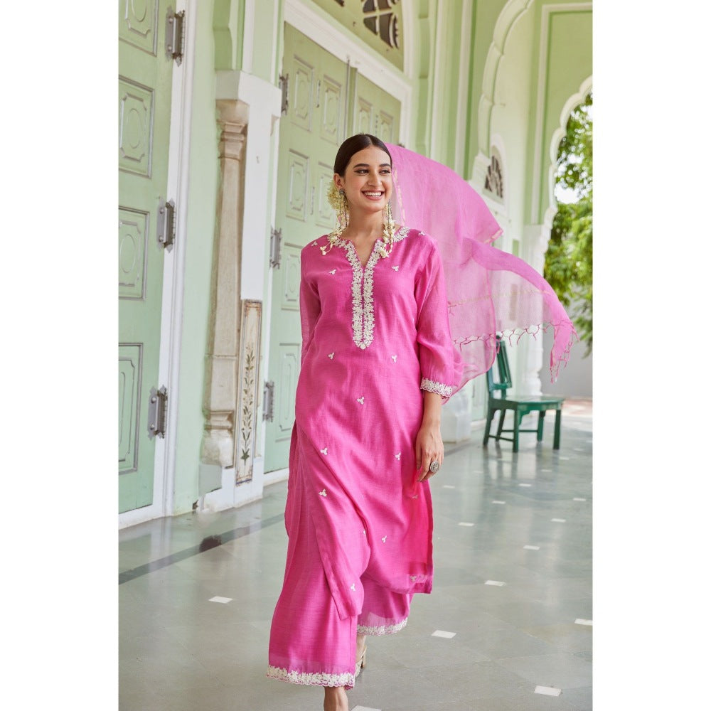 CHARU MAKKAR Fuchsia Kurta with Palazzo (Set of 2)