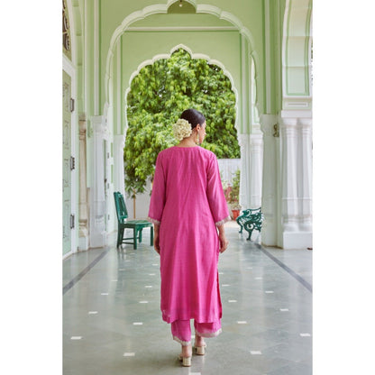 CHARU MAKKAR Fuchsia Kurta with Palazzo (Set of 2)