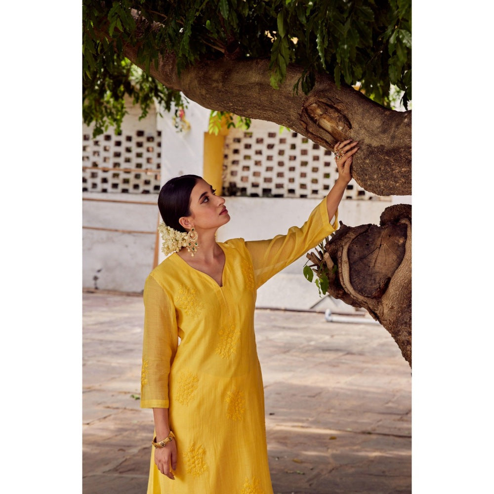 CHARU MAKKAR Yellow Kurta with Palazzo (Set of 2)