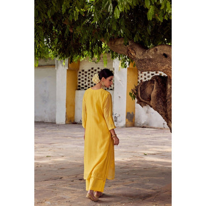 CHARU MAKKAR Yellow Kurta with Palazzo (Set of 2)