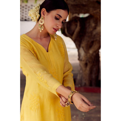 CHARU MAKKAR Yellow Kurta with Palazzo (Set of 2)