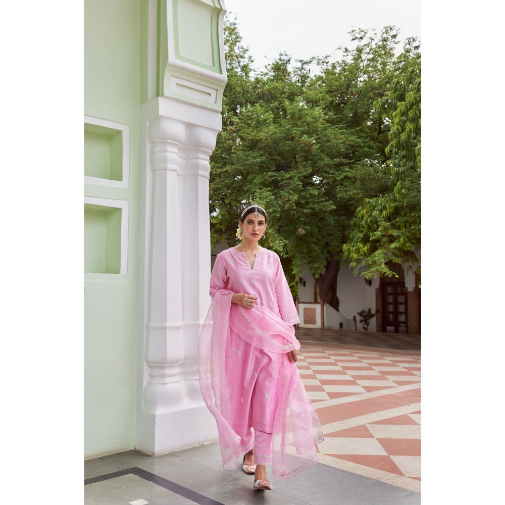 CHARU MAKKAR Light Pink Kurta with Palazzo (Set of 2)