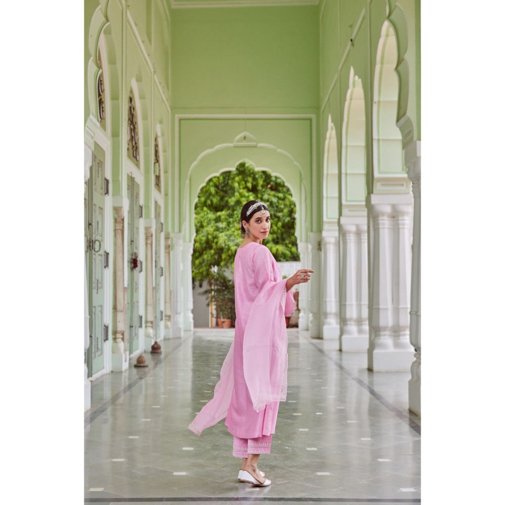 CHARU MAKKAR Light Pink Kurta with Palazzo (Set of 2)