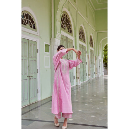 CHARU MAKKAR Light Pink Kurta with Palazzo (Set of 2)