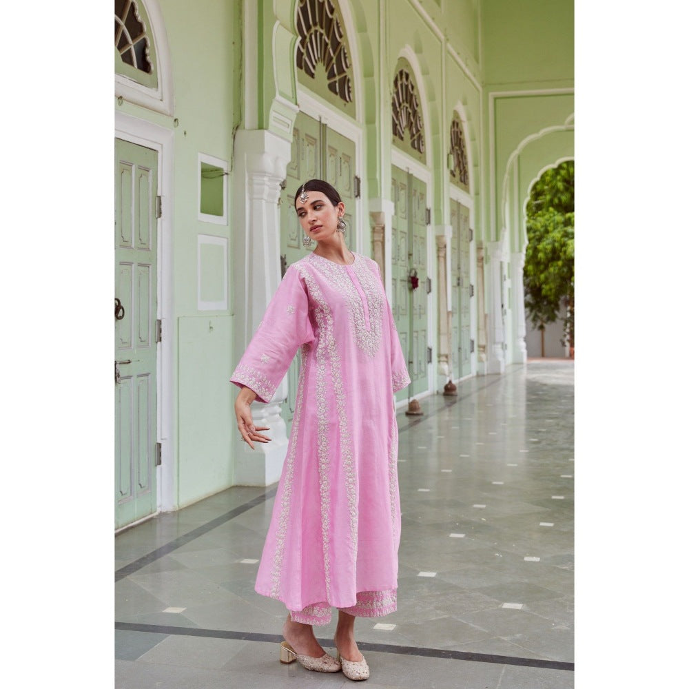 CHARU MAKKAR Light Pink Kurta with Palazzo (Set of 2)
